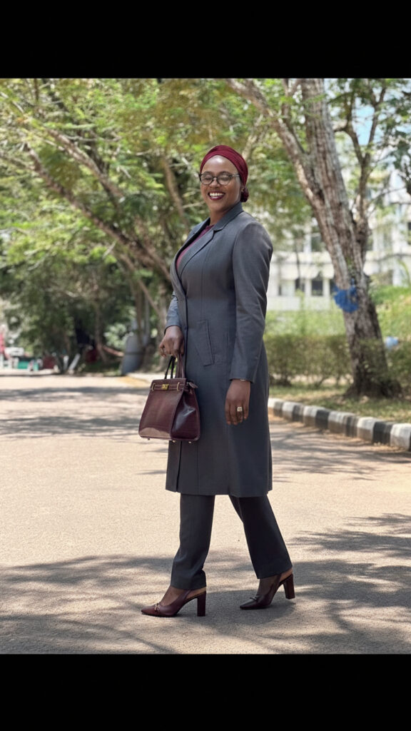 Women’s custom tailored formal suit designed at Duro Tailors Trivandrum